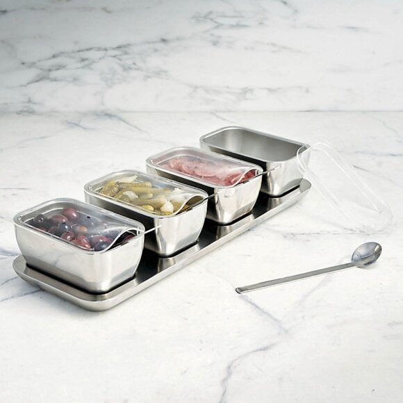 Super Chill Four-section Insulated Condiment Server with Lids - Picture 1 of 5